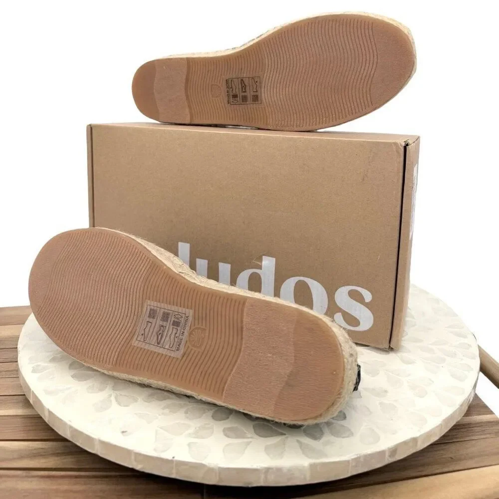 Soludos Platform Espadrille Smoking Slippers Slip On Loafers Black Size 10